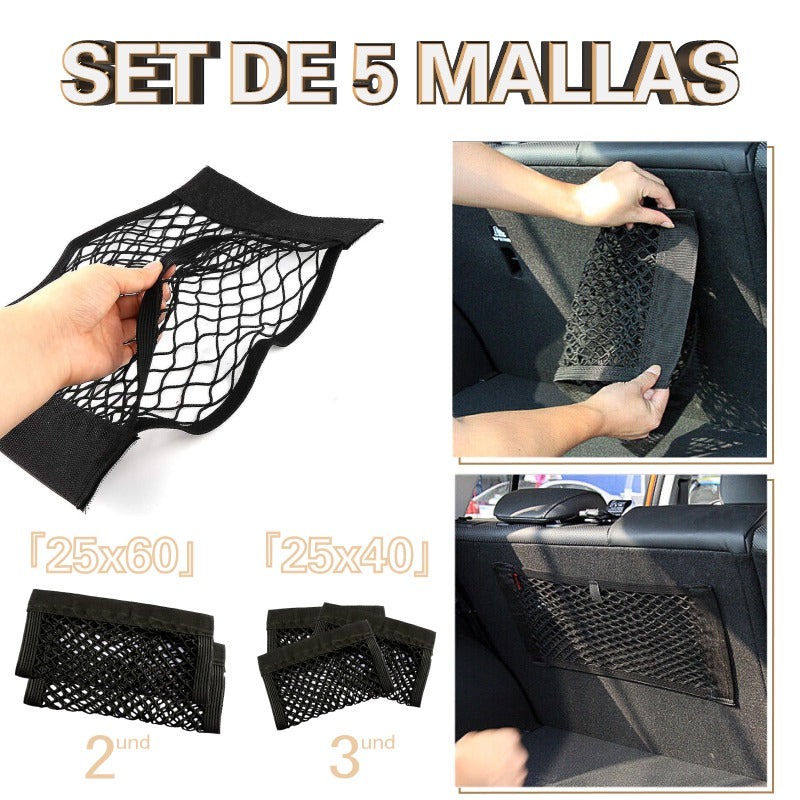 (SET de 5) Mallas Organizadoras para Maletero de Carro